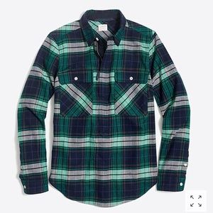 Jcrew plaid shirt jacket, tawny jade geranium